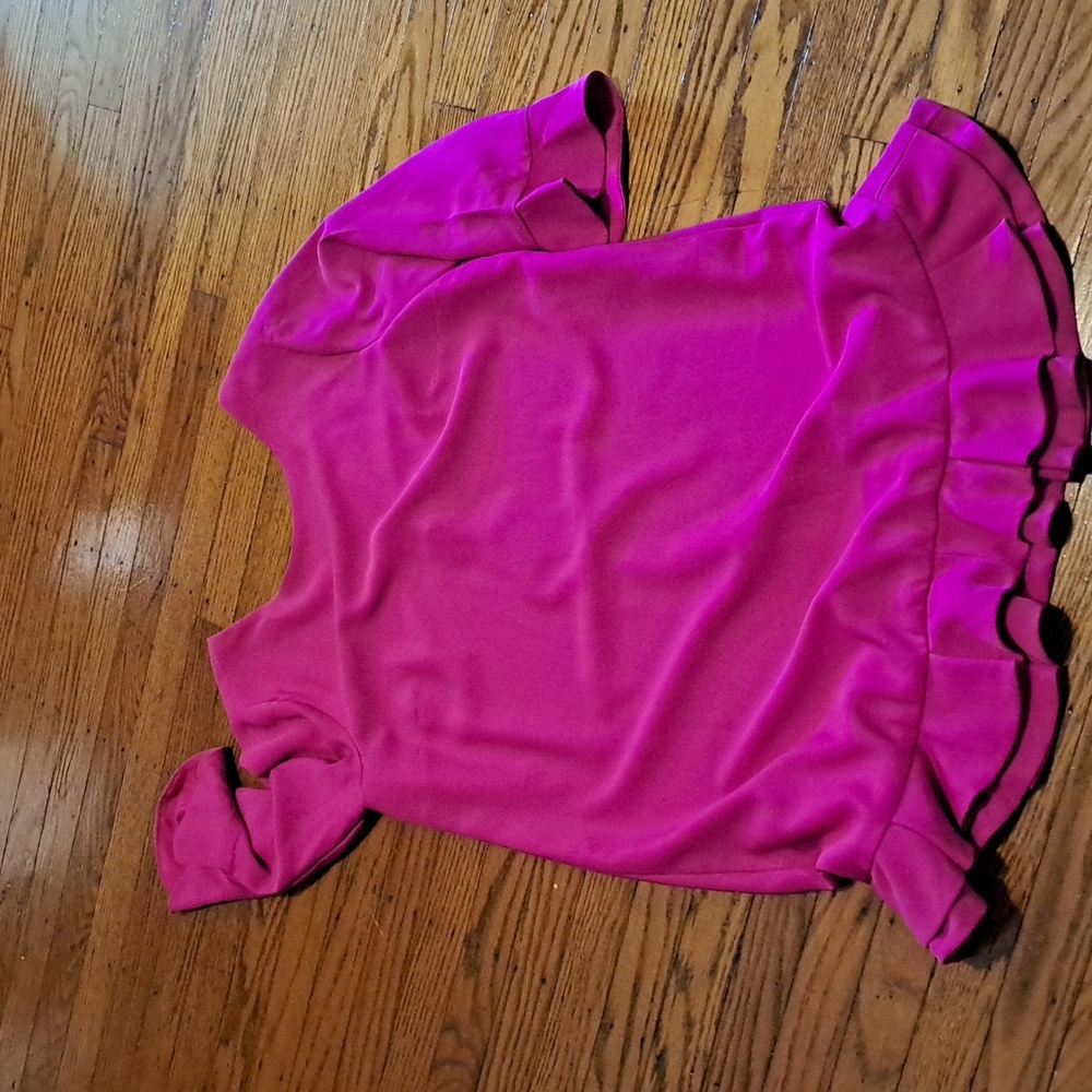 Fushia  dress size 12 ruffle sleeve and bottom